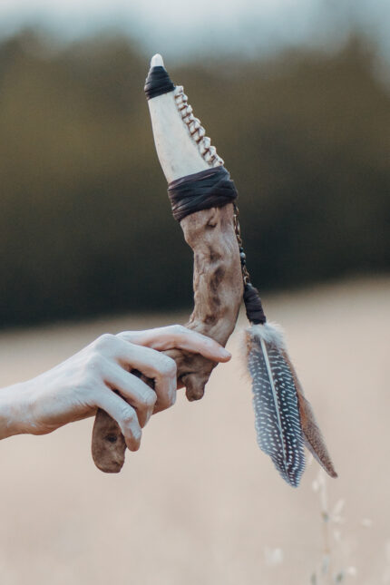 Jaw Bone Talking Stick, Deer Spirit Crystal Healing Wand