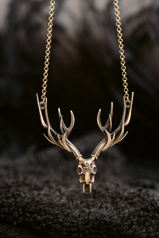 Triskelion Deer Skull Amulet, Deer Skull Jewelry