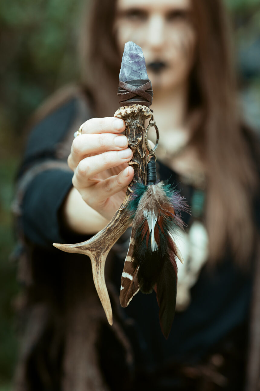 Raw Magic Witches Wand With Raw Amethyst-Magic Wand-Fae Magic-Norse-Pagan ...