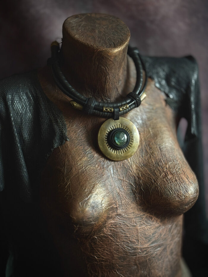 Statement Tribal Witchy necklace with Labradorite and Snake Heads