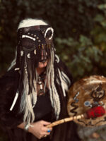 Shamanic Face Mask with Onyx and Bones