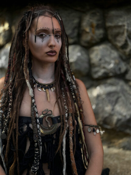 Shamanic Deer Antler and Wolf Teeth Necklace