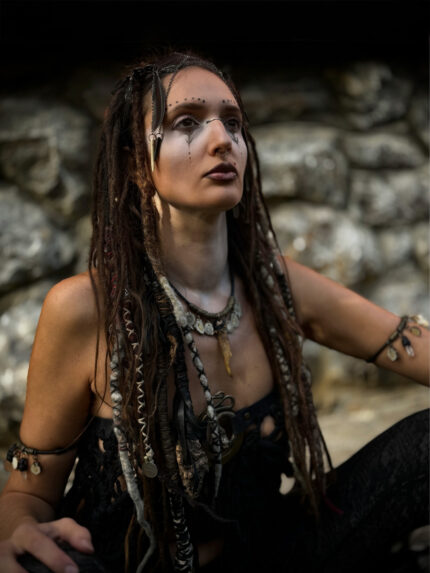 Shamanic Deer Ntler Talisman Necklace wiith Runes