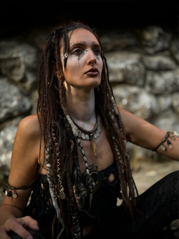 Shamanic Deer Ntler Talisman Necklace wiith Runes